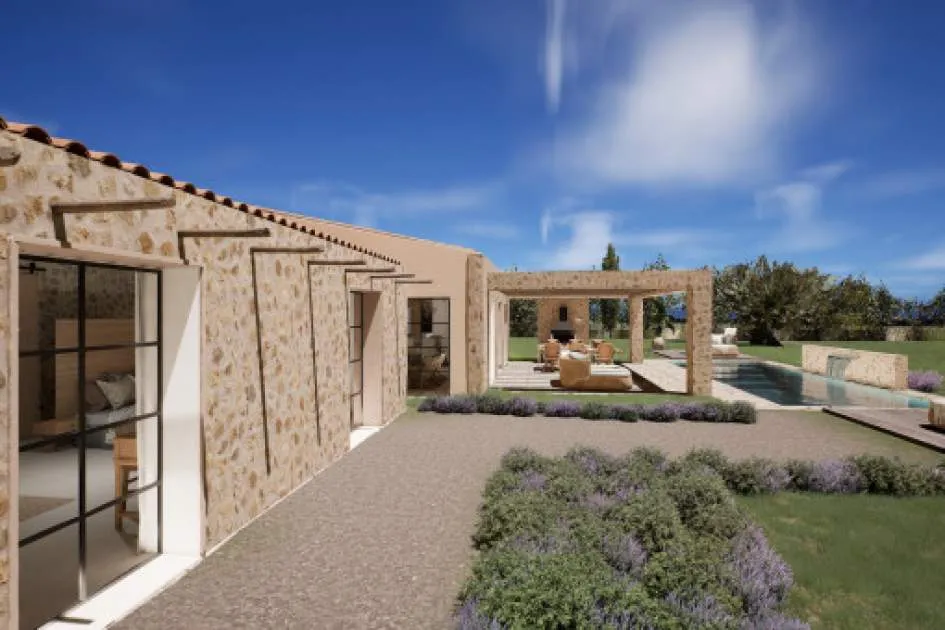 Exclusive new-build project - Single-storey natural stone finca with beautiful views and pool near Felanitx